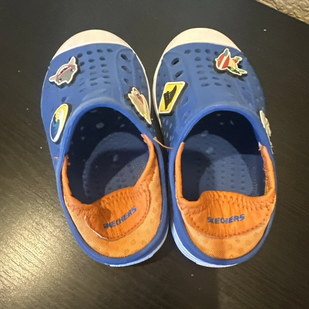 Skechers kids shoes boys water shoes collapsible heel summer Blue Beach Surf